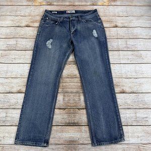 YASO Straight Leg Mid Rise Casual Jeans Men Size 36 x 33 Distressed Denim Pants